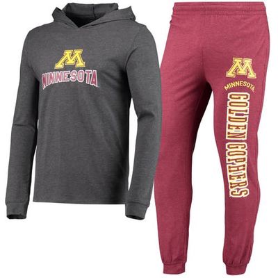 Men's Concepts Sport Maroon/Heather Charcoal Minnesota Golden Gophers Meter Long Sleeve Hoodie T-Shirt & Jogger Pajama Set