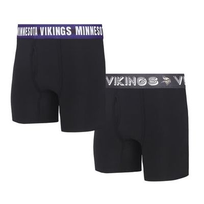Men's Concepts Sport Minnesota Vikings Gauge Knit Boxer Brief Two-Pack in Black