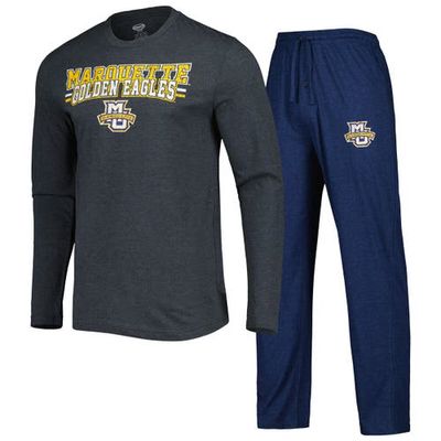 Men's Concepts Sport Navy/Charcoal Marquette Golden Eagles Meter Long Sleeve T-Shirt & Pants Sleep Set