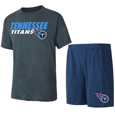 Men's Concepts Sport Navy/Charcoal Tennessee Titans Meter T-Shirt & Shorts Sleep Set
