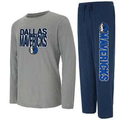 Men's Concepts Sport Navy/Gray Dallas Mavericks Meter Long Sleeve T-Shirt & Pants Sleep Set