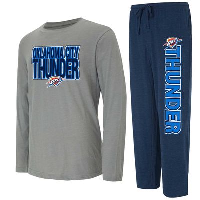 Men's Concepts Sport Navy/Gray Oklahoma City Thunder Meter Long Sleeve T-Shirt & Pants Sleep Set