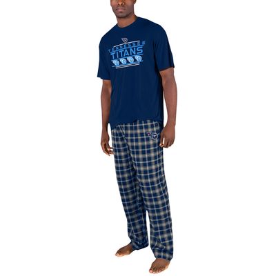Men's Concepts Sport Navy/Gray Tennessee Titans Arctic T-Shirt & Flannel Pants Sleep Set