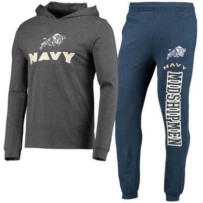 Men's Concepts Sport Navy/Heather Charcoal Navy Midshipmen Meter Long Sleeve Hoodie T-Shirt & Jogger Pajama Set