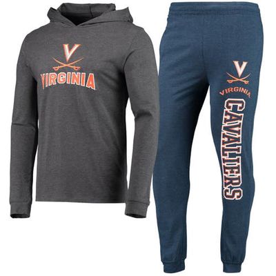 Men's Concepts Sport Navy/Heather Charcoal Virginia Cavaliers Meter Long Sleeve Hoodie T-Shirt & Jogger Pajama Set