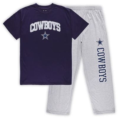 Men's Concepts Sport Navy/Heathered Gray Dallas Cowboys Big & Tall T-Shirt & Pants Sleep Set