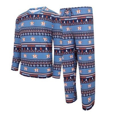 Men's Concepts Sport Navy Houston Astros Knit Ugly Sweater Long Sleeve Top & Pants Set