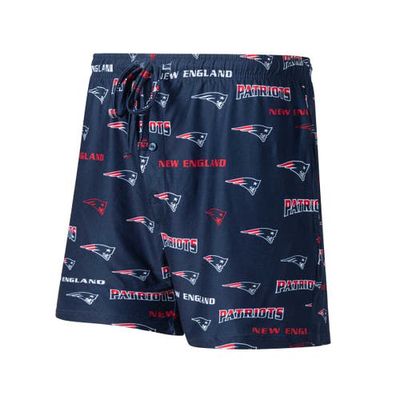 Men's Concepts Sport Navy New England Patriots Breakthrough Jam Allover Print Knit Shorts
