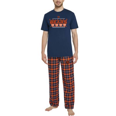 Men's Concepts Sport Navy/Orange Chicago Bears Arctic T-Shirt & Flannel Pants Sleep Set