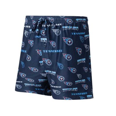 Men's Concepts Sport Navy Tennessee Titans Breakthrough Jam Allover Print Knit Shorts