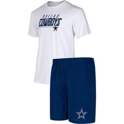 Men's Concepts Sport Navy/White Dallas Cowboys Downfield T-Shirt & Shorts Sleep Set