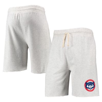 Men's Concepts Sport Oatmeal Chicago Cubs Mainstream Logo Terry Tri-Blend Shorts