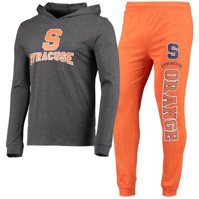 Men's Concepts Sport Orange/Heather Charcoal Syracuse Orange Meter Long Sleeve Hoodie T-Shirt & Jogger Pajama Set