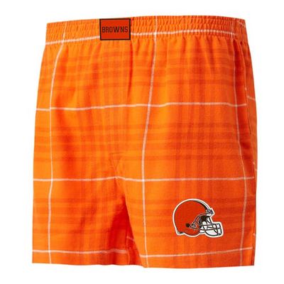 Men's Concepts Sport Orange/White Cleveland Browns Concord Flannel Boxers