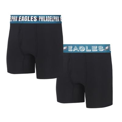 Men's Concepts Sport Philadelphia Eagles Gauge Knit Boxer Brief Two-Pack in Black