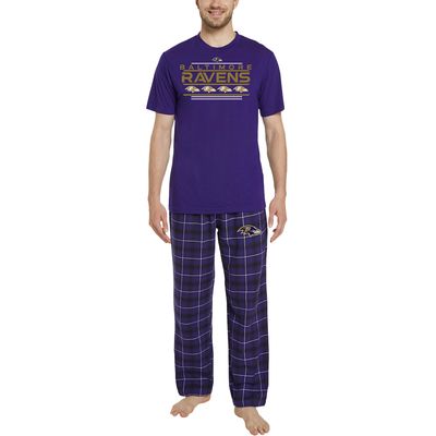 Men's Concepts Sport Purple/Black Baltimore Ravens Arctic T-Shirt & Flannel Pants Sleep Set