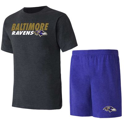 Men's Concepts Sport Purple/Black Baltimore Ravens Meter T-Shirt & Shorts Sleep Set