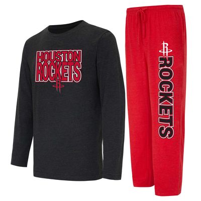 Men's Concepts Sport Red/Black Houston Rockets Meter Long Sleeve T-Shirt & Pants Sleep Set