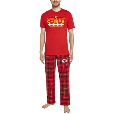 Men's Concepts Sport Red/Black Kansas City Chiefs Arctic T-Shirt & Flannel Pants Sleep Set