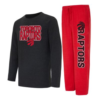 Men's Concepts Sport Red/Black Toronto Raptors Meter Long Sleeve T-Shirt & Pants Sleep Set