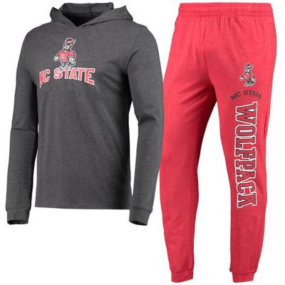Men's Concepts Sport Red/Heather Charcoal NC State Wolfpack Meter Long Sleeve Hoodie T-Shirt & Jogger Pajama Set