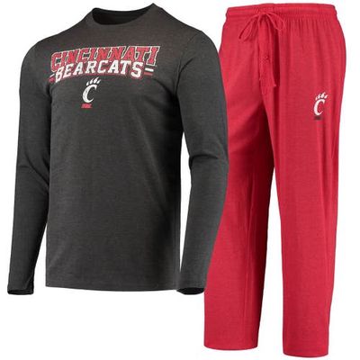 Men's Concepts Sport Red/Heathered Charcoal Cincinnati Bearcats Meter Long Sleeve T-Shirt & Pants Sleep Set