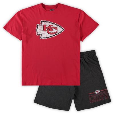 Men's Concepts Sport Red/Heathered Charcoal Kansas City Chiefs Big & Tall T-Shirt & Shorts Set