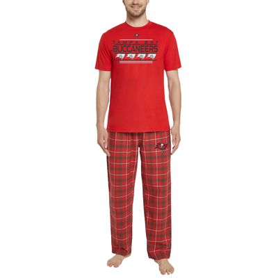 Men's Concepts Sport Red/Pewter Tampa Bay Buccaneers Arctic T-Shirt & Flannel Pants Sleep Set
