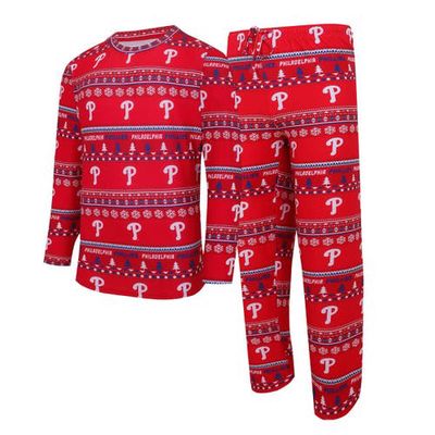 Men's Concepts Sport Red Philadelphia Phillies Knit Ugly Sweater Long Sleeve Top & Pants Set