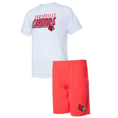 Men's Concepts Sport Red/White Louisville Cardinals Downfield T-Shirt & Shorts Set