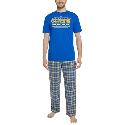 Men's Concepts Sport Royal/Gold Los Angeles Chargers Arctic T-Shirt & Flannel Pants Sleep Set