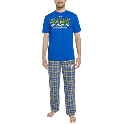 Men's Concepts Sport Royal/Gold Los Angeles Rams Arctic T-Shirt & Flannel Pants Sleep Set
