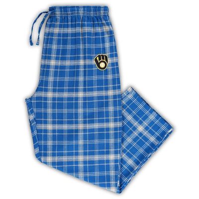 Men's Concepts Sport Royal/Gray Milwaukee Brewers Big & Tall Team Flannel Pants