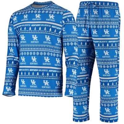 Men's Concepts Sport Royal Kentucky Wildcats Ugly Sweater Knit Long Sleeve Top and Pant Set