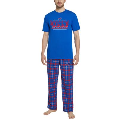 Men's Concepts Sport Royal/Red Buffalo Bills Arctic T-Shirt & Flannel Pants Sleep Set