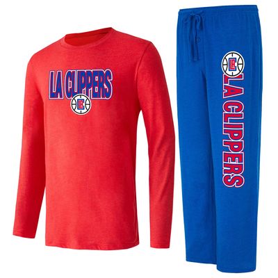 Men's Concepts Sport Royal/Red LA Clippers Meter Long Sleeve T-Shirt & Pants Sleep Set