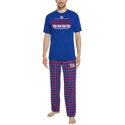Men's Concepts Sport Royal/Red New York Giants Arctic T-Shirt & Flannel Pants Sleep Set