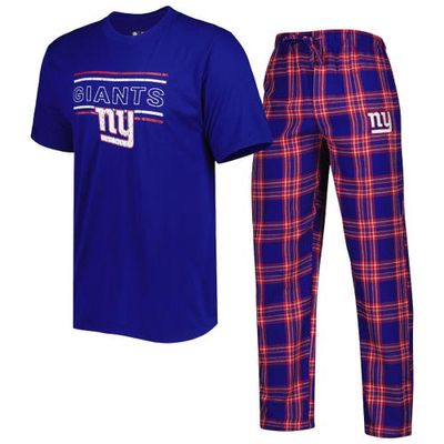 Men's Concepts Sport Royal/Red New York Giants Badge Top & Pants Sleep Set