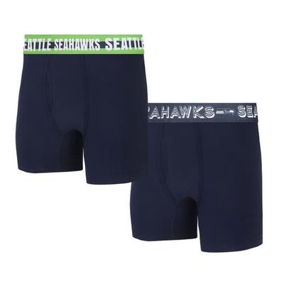 Men's Concepts Sport Seattle Seahawks Gauge Knit Boxer Brief Two-Pack in Navy