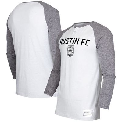 Men's Concepts Sport White/Charcoal Austin FC Concord Henley Raglan Long Sleeve T-Shirt