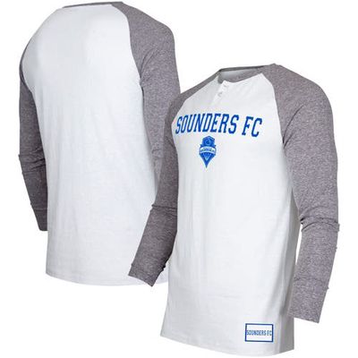 Men's Concepts Sport White/Charcoal Seattle Sounders FC Concord Henley Raglan Long Sleeve T-Shirt