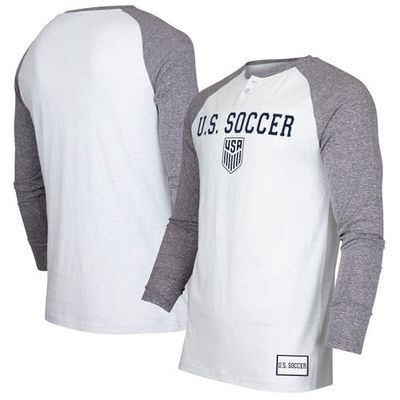 Men's Concepts Sport White/Charcoal USMNT Concord Henley Raglan Long Sleeve T-Shirt