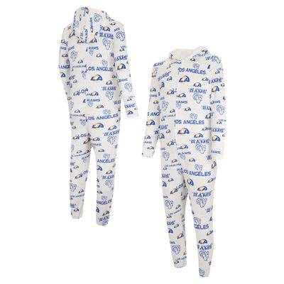 Men's Concepts Sport White Los Angeles Rams Allover Print Docket Union Full-Zip Hooded Pajama Suit