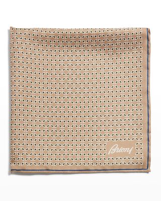 Men's Connected Diamond Motif Silk Pocket Square