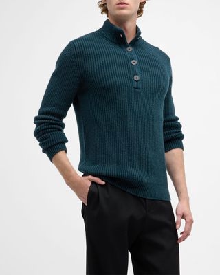 Men's Connor Cashmere Quarter-Button Sweater