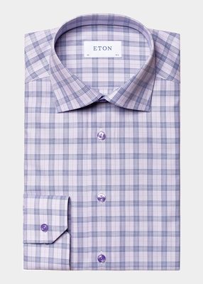 Men's Contemporary Fit Cotton-Stretch Plaid Dress Shirt