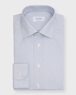 Men's Contemporary Fit Geometric Twill Dress Shirt