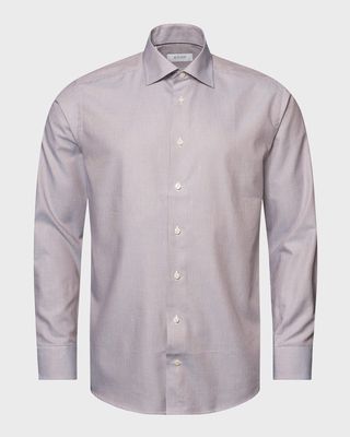 Men's Contemporary Fit Houndstooth Cotton Tencel Shirt
