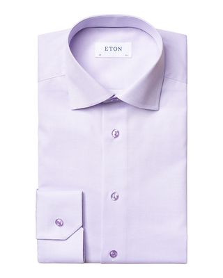 Men's Contemporary-Fit Houndstooth Dress Shirt, Purple