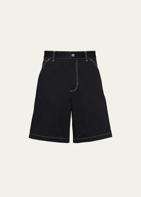Men's Contrast-Stitch Gabardine Shorts
